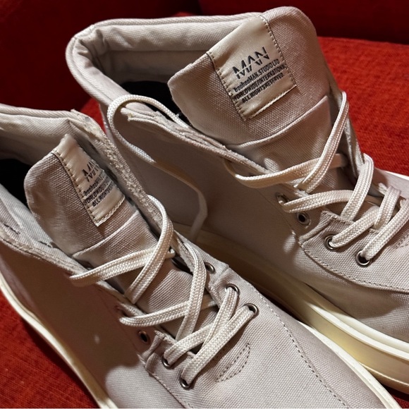 Boohoo Man Canvas Branded High Top - light khaki sz 11 - Picture 6 of 9